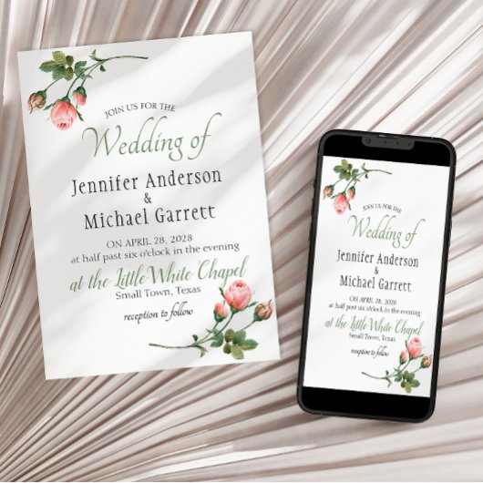 Blushing roze Rose Weddenschap Feestdagenkaart