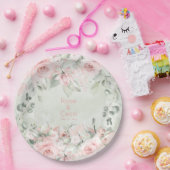 Blushing roze rozen bruiloft 9 inch diner papieren bordje (Feest)