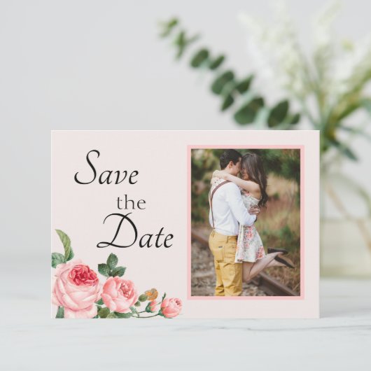 Blushing Roze Save The Date (Staand voorkant)