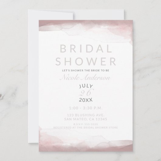 Blushing Roze Waterverf Moderne grafische Vrijgeze Kaart (Voorkant)