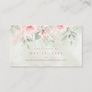 Blushing Rozen Bruiloft Online RSVP-kaart Visitekaartje
