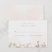 Blushing Rozen Weddenschap RSVP No Meal Choice Kaartje (Voorkant / Achterkant)