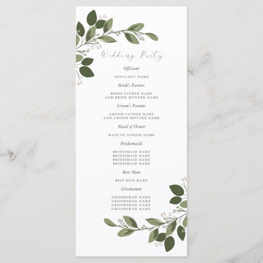 Blushing Sprigs Weddenprogramma Programma (Achterkant)