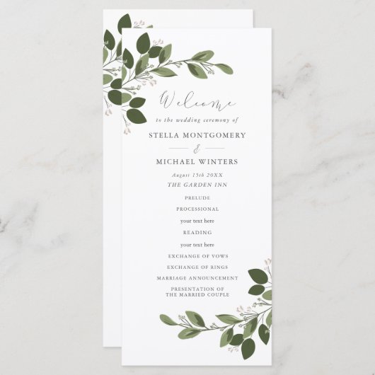 Blushing Sprigs Weddenprogramma Programma (Voorkant / Achterkant)