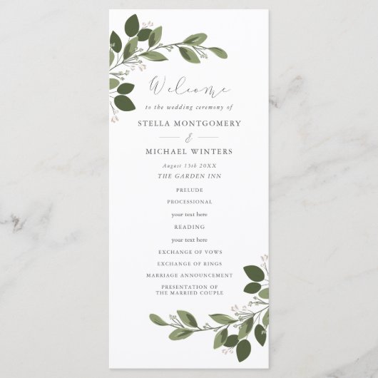 Blushing Sprigs Weddenprogramma Programma (Voorkant)