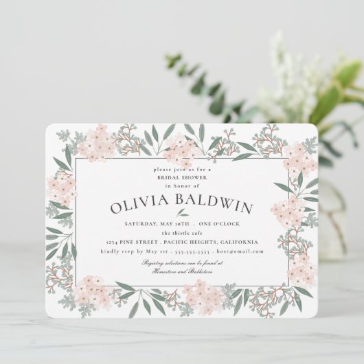 Blushing Tuin Bruiloft Vrijgezellenfeest Kaart (Staand voorkant)