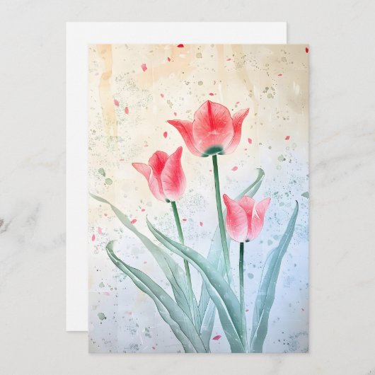 Blushing Tulp Elegantie Feestdagenkaart (Voorkant / Achterkant)