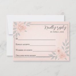 Blushing Vows Traditional Wedding RSVP Card Kaartje