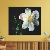 Blushing White Lily Wrapped Canvas Print (Insitu (Woonkamer))