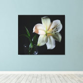 Blushing White Lily Wrapped Canvas Print (Insitu (Houten vloer))