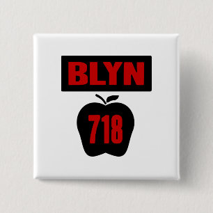 BLYN 718 Inside of Big Apple with Banner, 2 kleure Vierkante Button 5,1 Cm