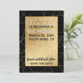 BM Bar Bat Mitswa Gold Stars Save The Date (Staand voorkant)