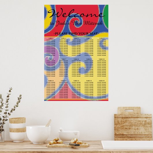 BM Bar & Bat Mitswa Kleurrijke wervelingen Zithoek Poster (Keuken)
