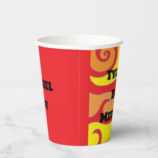 BM Bar Bat Mitswa Paper Cup Hippie wervelingen Papieren Bekers (Rechts)