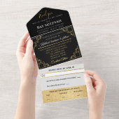 BM Bar Bat Mitzvah Art Deco All In One Uitnodiging (Afscheurbaar)