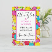BM Bar Bat Mitzvah Confetti De datum opslaan Save The Date (Staand voorkant)