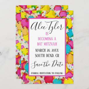 BM Bar Bat Mitzvah Confetti De datum opslaan Save The Date