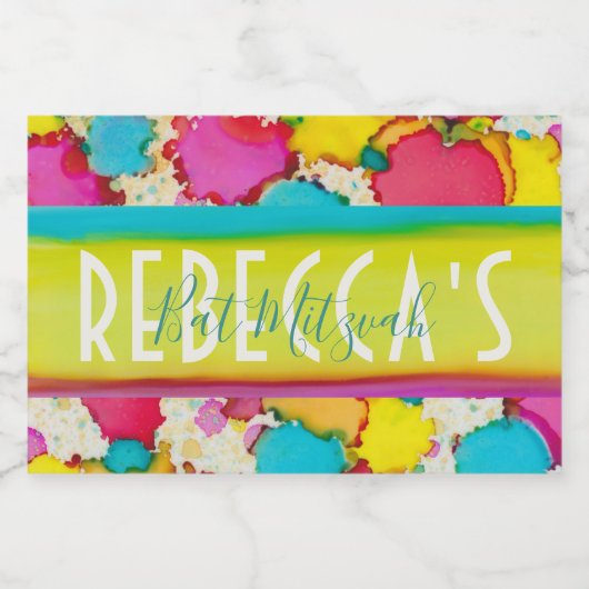 BM Bar Bat Mitzvah Confetti Mini Sparkling Wijnetiket (Enkel label)