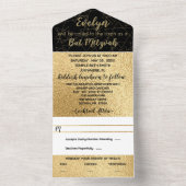 BM Bar Bat Mitzvah Elegant Gold Stars All In One Uitnodiging (Binnen)