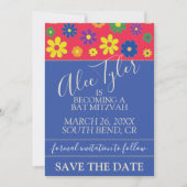 BM Bar Bat Mitzvah Flowery Save The Date (Voorkant)