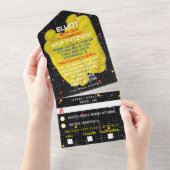 BM Bar Bat Mitzvah Game On All In One Uitnodiging (Afscheurbaar)