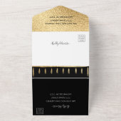 BM Bar Bat Mitzvah Goud en Zwart All In One Uitnodiging (Buitenkant)