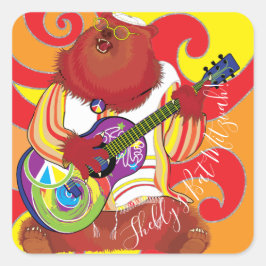 BM Bar Bat Mitzvah Hippie Singing Beer Vierkante Sticker
