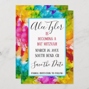 BM Bar Bat Mitzvah Splash van Kleur Save The Date