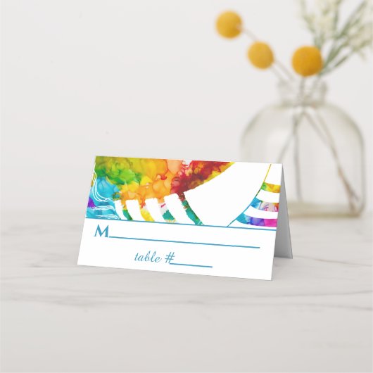 BM Bar en Bat Mitswa Kleurrijke Tallit Place Kaart (Voorkant)