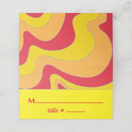 BM Bar en Bat Mitzvah Jazzy Wervelt Plaats Kaarten (Buitenkant ongevouwen)