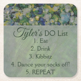 BM Bar of Bat Mitswa Groenen Zilvers Vierkante Kartonnen Onderzetter