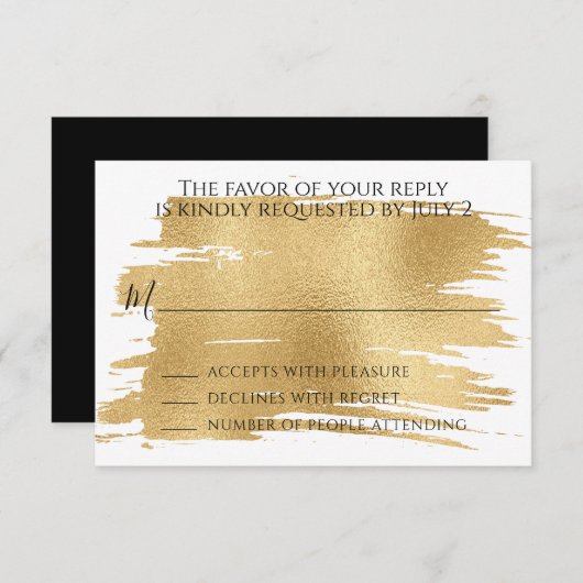 BM Bar of Bat Mitswa RSVP Elegant Goud en Zwart (Voorkant / Achterkant)