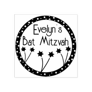 BM Bar voor Bat Mitswa Flower Star Rubberstempel
