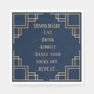 BM Bat Bar Mitswa Navy Art Deco Servet