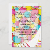 BM Bat Bar Mitzvah Confetti Tallit Uitnodiging (Voorkant)