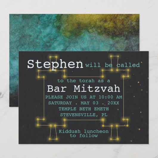 BM Bat Bar Mitzvah De cette Invitation Mondiale To (Devant / Derrière)