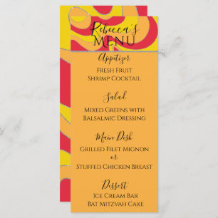 BM Bat Bar Mitzvah Elegant Silvery Swirl Menu des 
