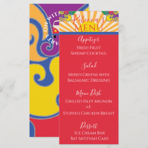 BM Bat Bar Mitzvah Elegant Sparkly Swirl menu de n