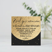 BM Bat Bar Mitzvah Uit deze World Square Uitnodige (Staand voorkant)