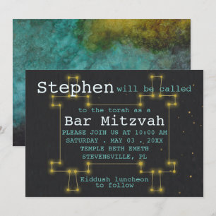 BM Bat Bar Mitzvah Van Deze Wereld Torah Uitnodigi Kaart