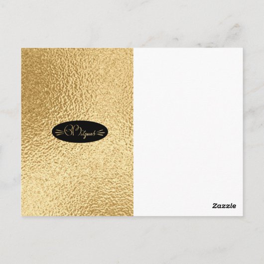 BM Bat/Bat Mitzvah Elegant Goud Briefkaart Invite (Achterkant)