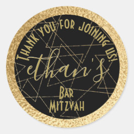 BM Bat Mitzvah Bar Mitzvah Gold Stars Ronde Sticker