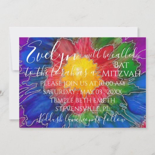 BM Bat Mitzvah Bar Mitzvah Kleurrijke Uitnodiging (Voorkant)