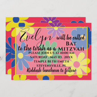 BM Bat N Bar Mitzvah Invitation Super Fleur