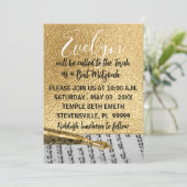 BM Bat ou Bar Mitzvah Elegant Torah Yad Invitation (Debout devant)