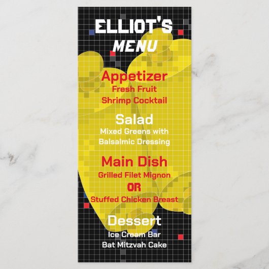 BM Bat ou Bar Mitzvah JEU SUR LE Menu Alimentaire (Devant)