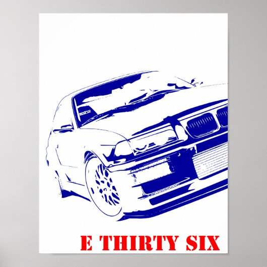 BMW E 36 THIRTY SIX E36 ers Bimmer Poster (Voorkant)