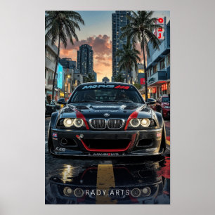 BMW M3 Front Uitzicht City Streets Art Poster
