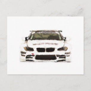BMW M3 Racing Car Hand Painted Art Brush Sjabloon Briefkaart