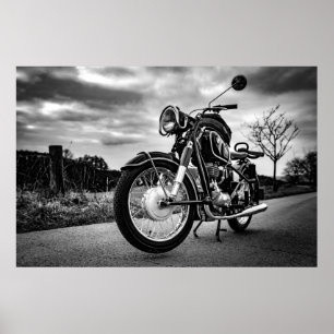 BMW Motorfiets zwart-wit Poster
